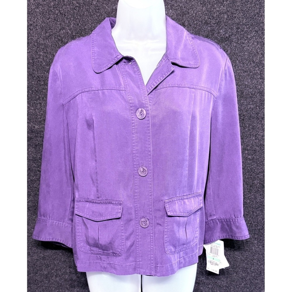 JM Collection Jacket, Women's Size Medium, Purple, Button Up Blazer NWT